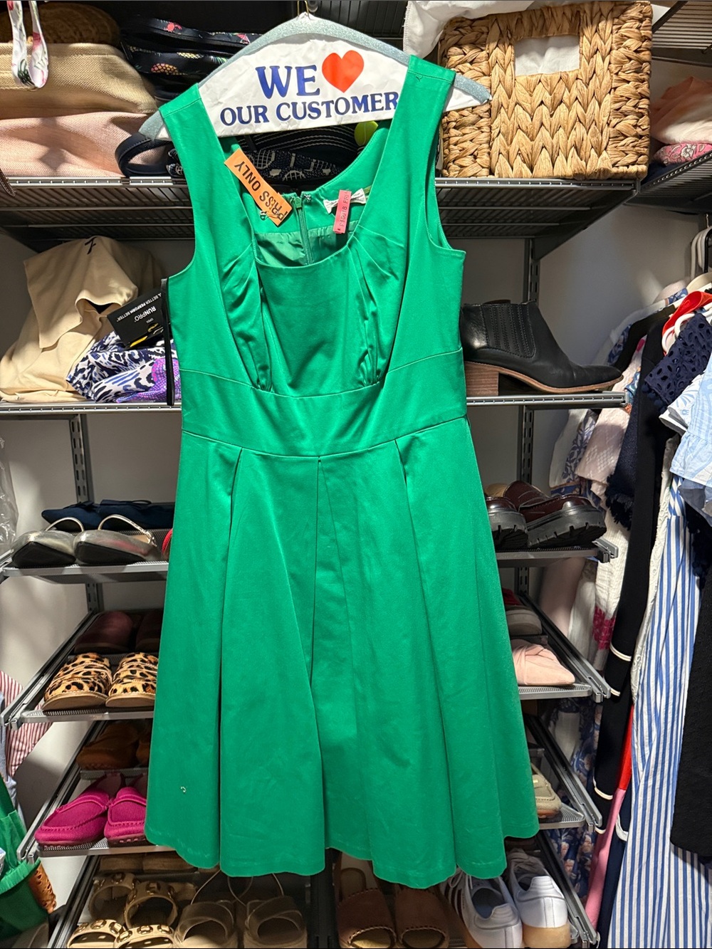 Calvin Klein Emerald Kelly Green Sleeveless Fit-and-Flare Dress
